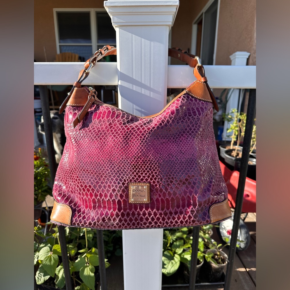 Dooney & Bourke Leather Purple and Tan Erica